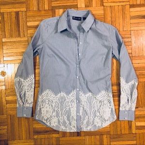 Madison Button-Down Shirt with Lace 💙 NWOT • XS